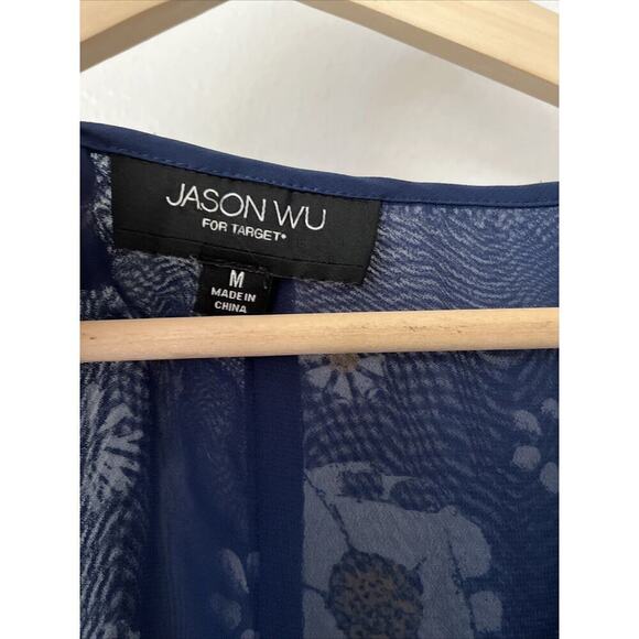 Jason Wu for Target blue floral v neck a‎ line chiffon summer dress M sleeveless - Picture 2 of 7